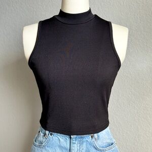 SHEIN Black Ribbed High Neck Tank Top Small